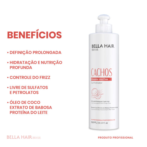 Ativador dos Fios Cachos Bella Hair Brasil 300ml - Imagem 2