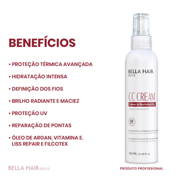 Leave-in Revitalize Pro CC Cream Bella Hair Brasil 180ml - Imagem 2
